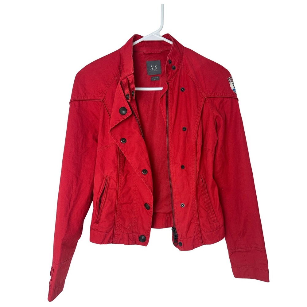 A/X Armani Exchange Y2K Vintage Red Women's Moto Jacket
